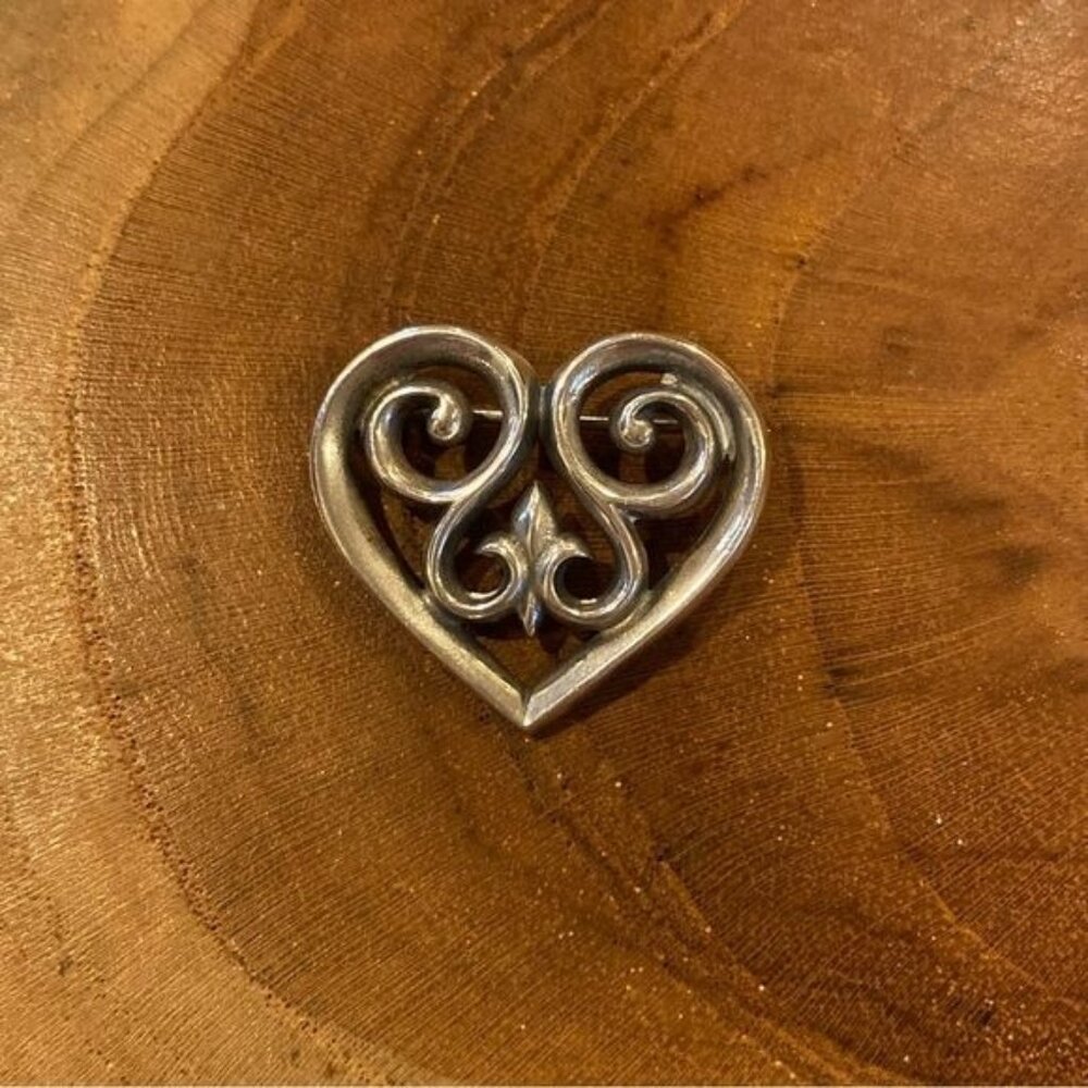 RETIRED James Avery Heart Brooch Pin, Sterling Silver